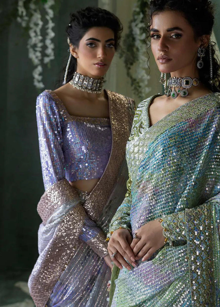 Aik Atelier Embroidered Chiffon Unstitched Saree D-04 - Festive Collection
