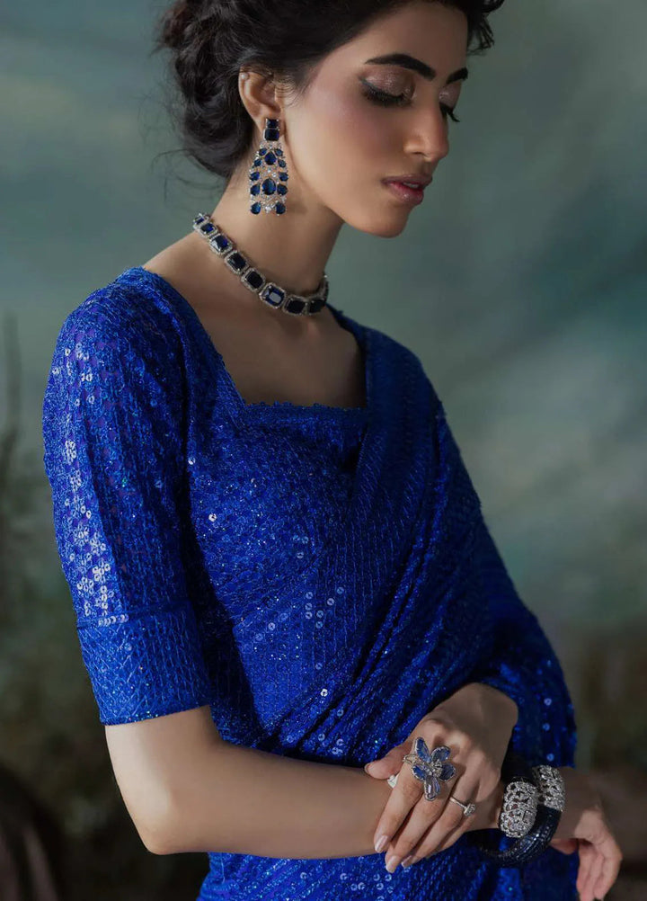 Aik Atelier Embroidered Chiffon Unstitched Saree D-05 - Festive Collection