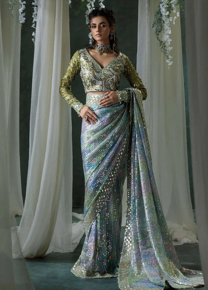 Aik Atelier Embroidered Chiffon Unstitched Saree D-06 - Festive Collection