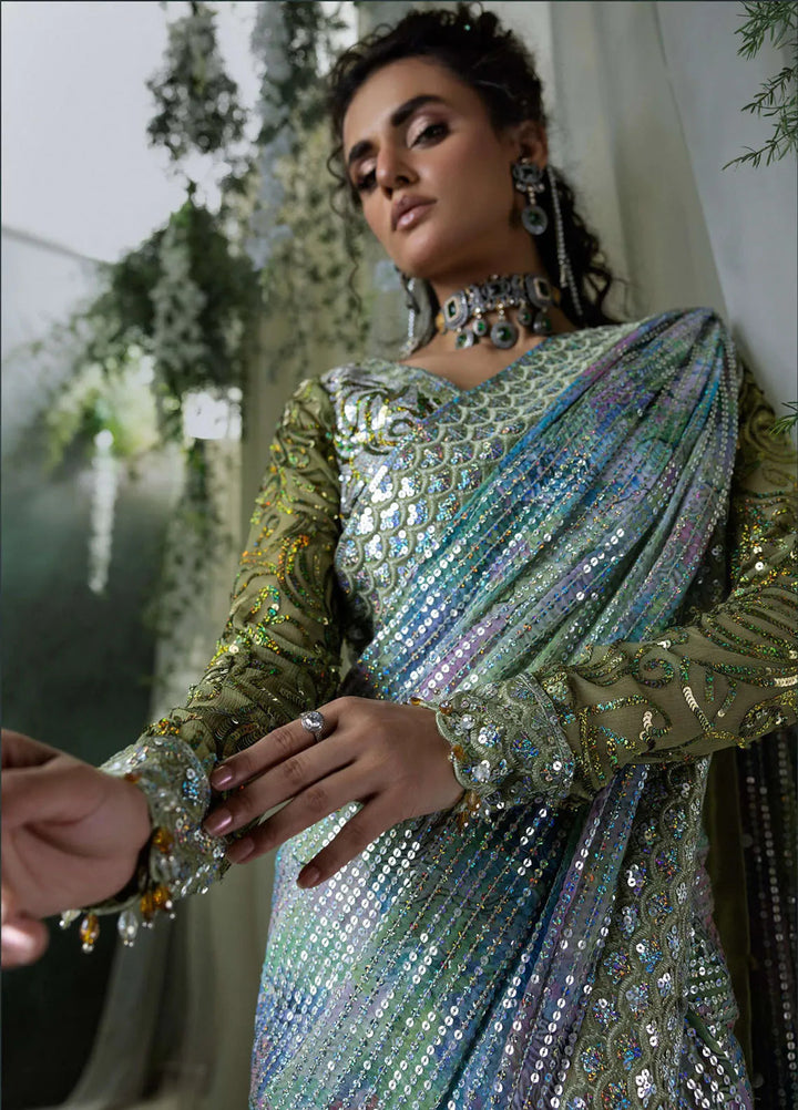 Aik Atelier Embroidered Chiffon Unstitched Saree D-06 - Festive Collection