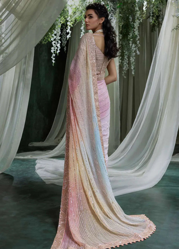 Aik Atelier Embroidered Chiffon Unstitched Saree D-07 - Festive Collection