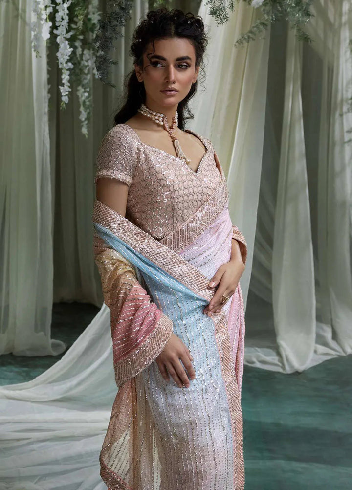 Aik Atelier Embroidered Chiffon Unstitched Saree D-07 - Festive Collection