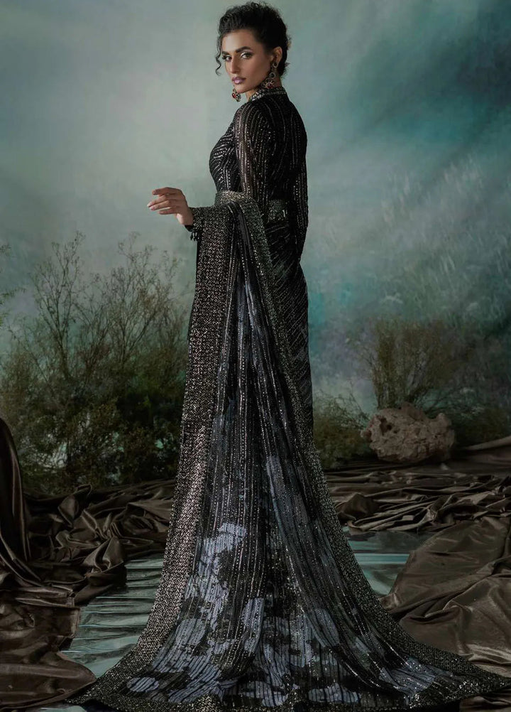 Aik Atelier Embroidered Chiffon Unstitched Saree D-08 - Festive Collection