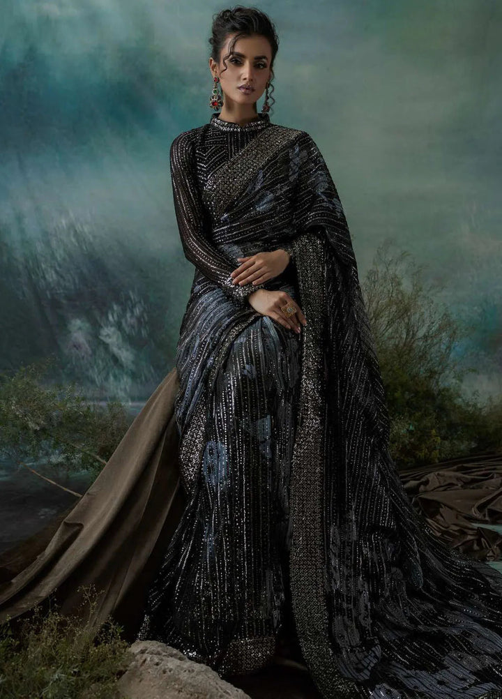 Aik Atelier Embroidered Chiffon Unstitched Saree D-08 - Festive Collection