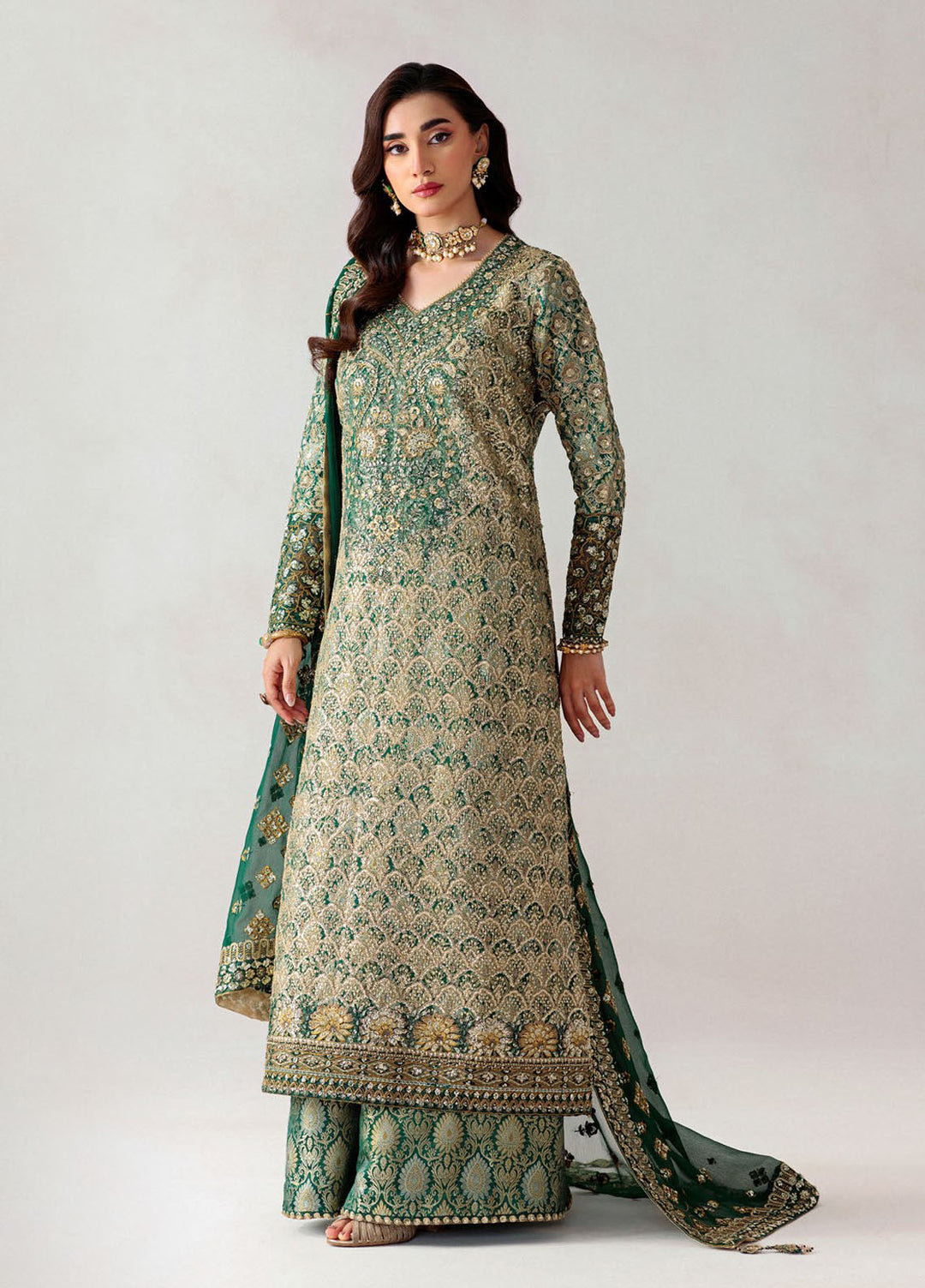Aik Atelier Embroidered Jamawar Suits Unstitched 3 Piece AIK25UF D-01 - Formals Collection