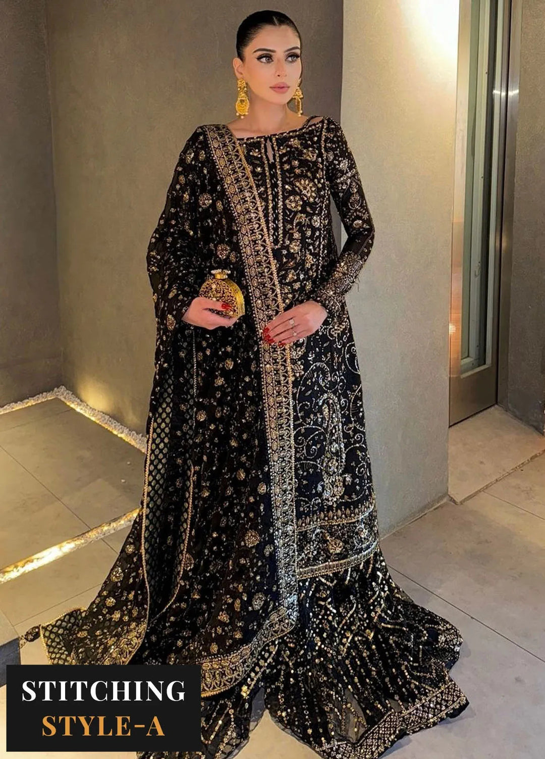 AIK Atelier Embroidered Khaadi Net Suits Unstitched 3 Piece AIK24WF2 Look 07 - Wedding Collection
