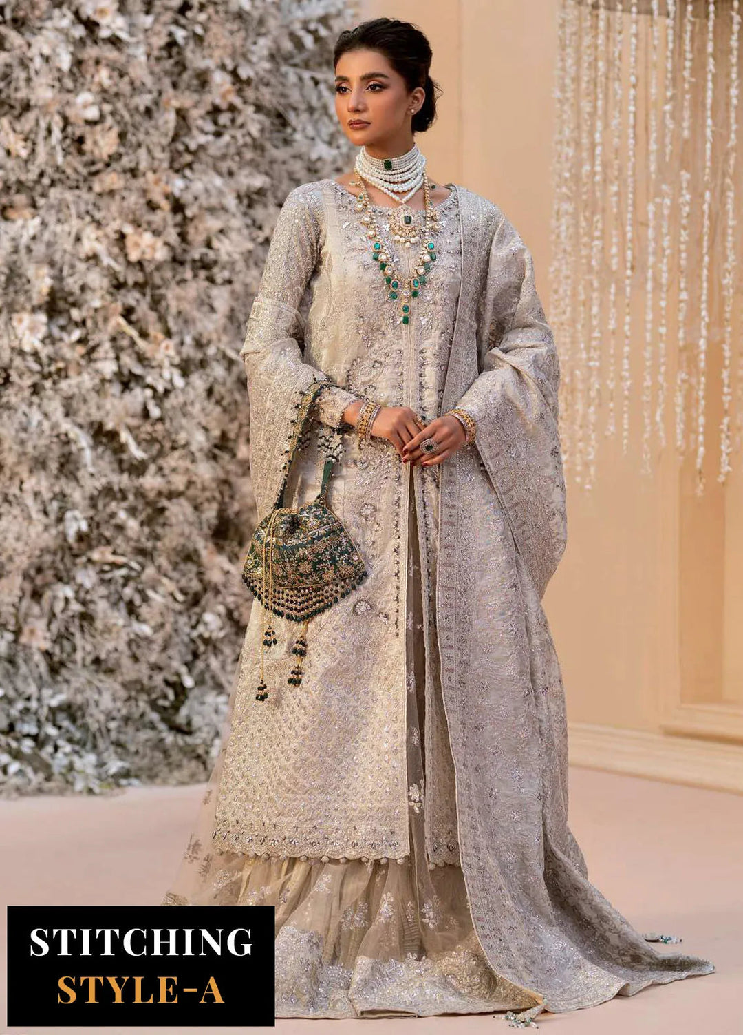Aik Atelier Embroidered Kundan Zari Suit Unstitched 3 Piece AIK25WF Look-09 - Formals Collection