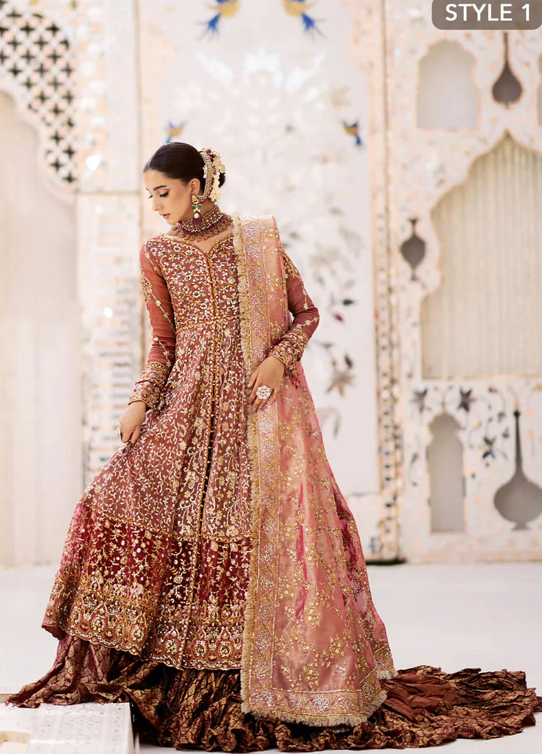 AIK Atelier Embroidered Zari Net Suits Unstitched 3 Piece AIK24WF2 Look 08 - Wedding Collection