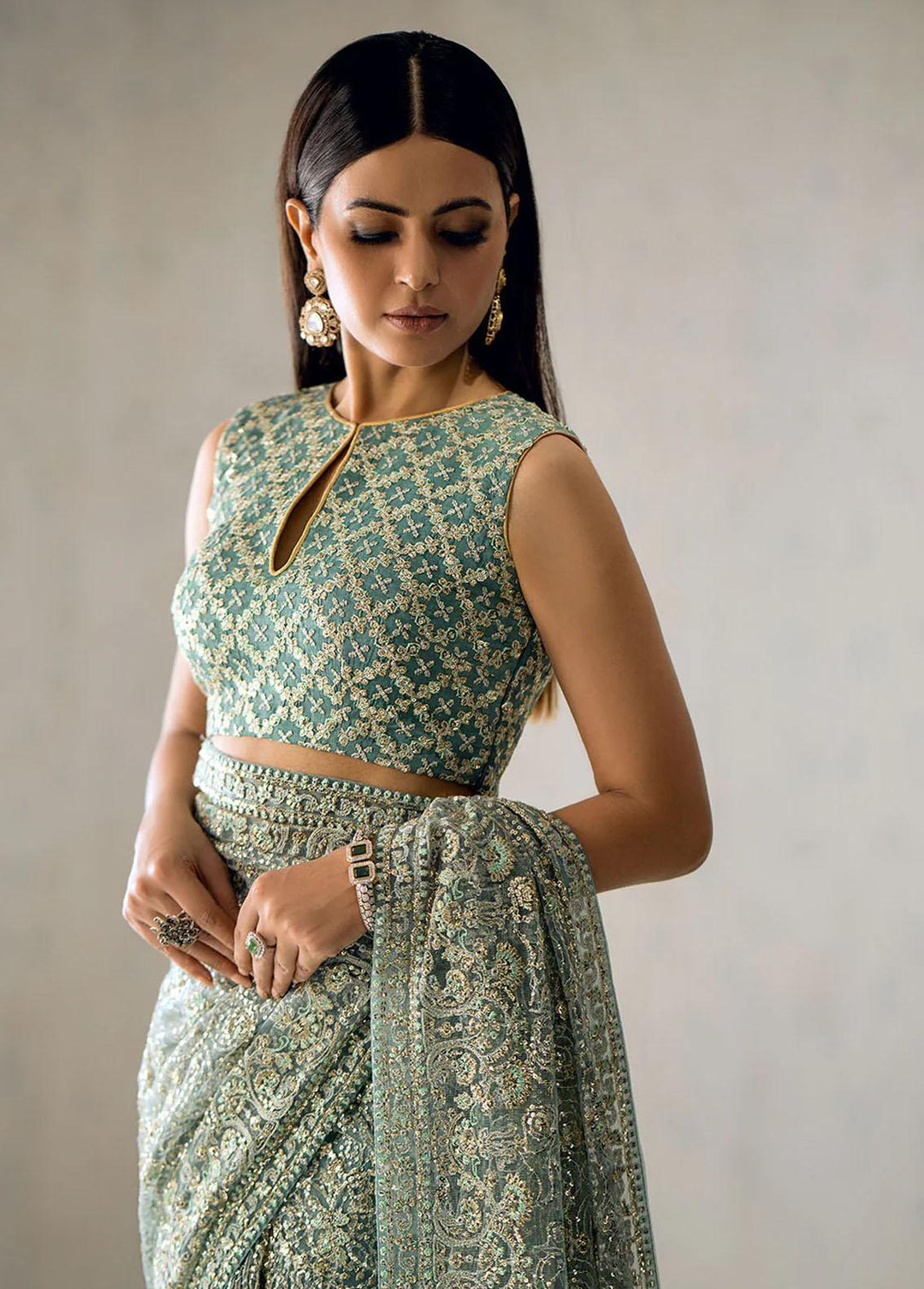 AIK Atelier Embroidered   Unstitched Saree AIK23TS Look-01 - Luxury Collection