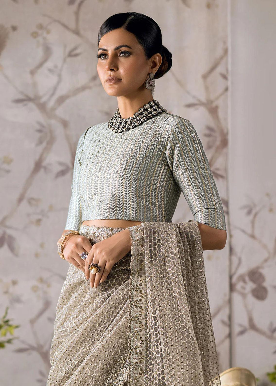AIK Atelier Embroidered   Unstitched Saree AIK23TS Look-03 - Luxury Collection