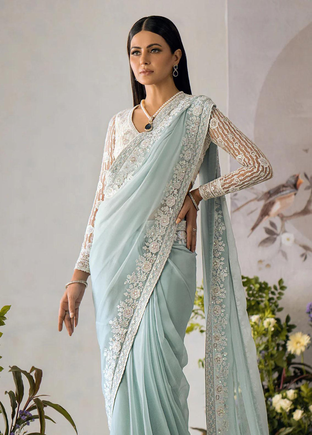 AIK Atelier Embroidered   Unstitched Saree AIK23TS Look-08 - Luxury Collection