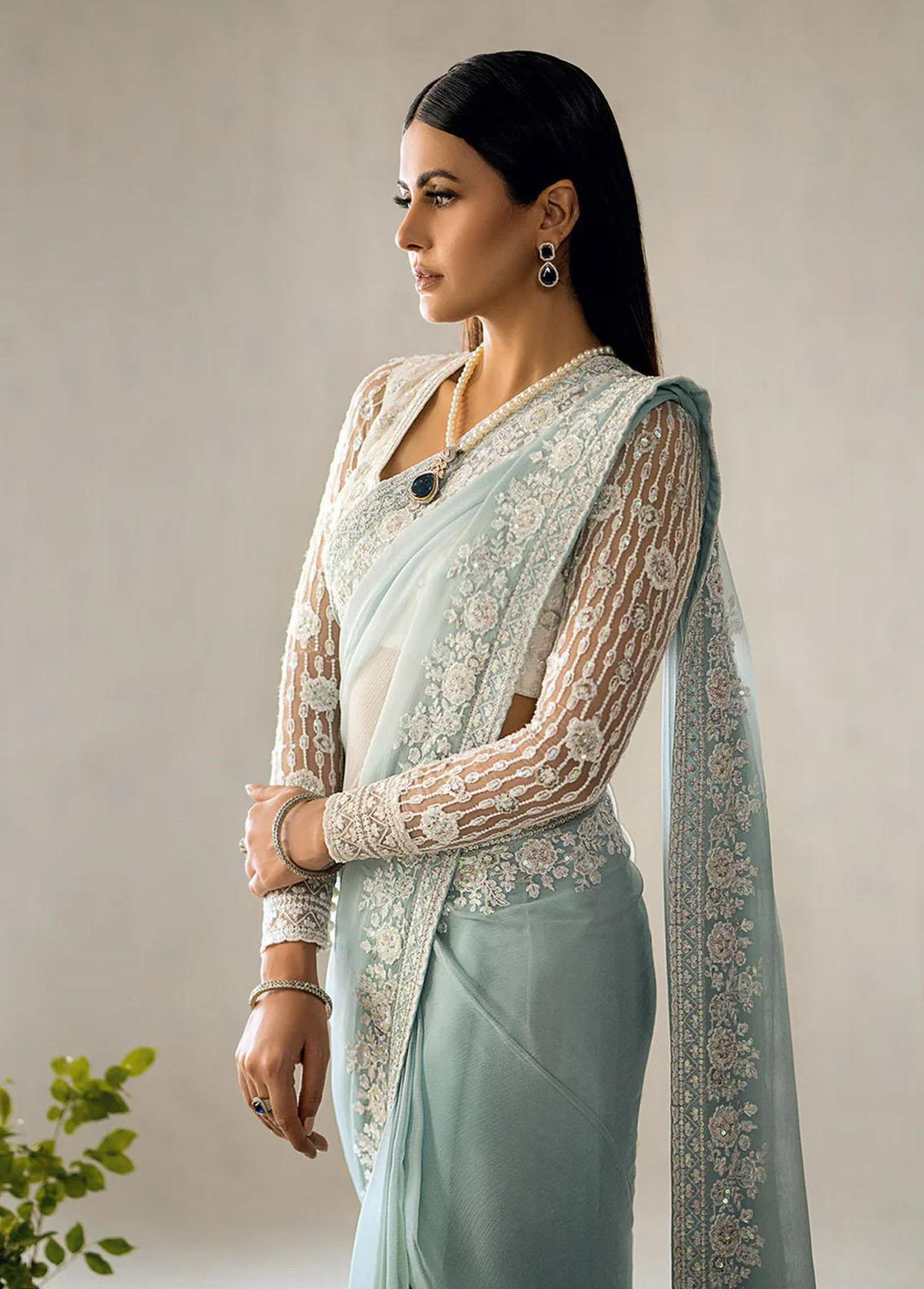 AIK Atelier Embroidered   Unstitched Saree AIK23TS Look-08 - Luxury Collection