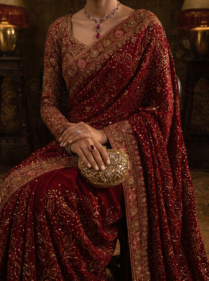 The Sari Edit by Aik Atelier Unstitched Silk Luxury Embroidered Saree AIK25SE Look-01 - Formals Collection