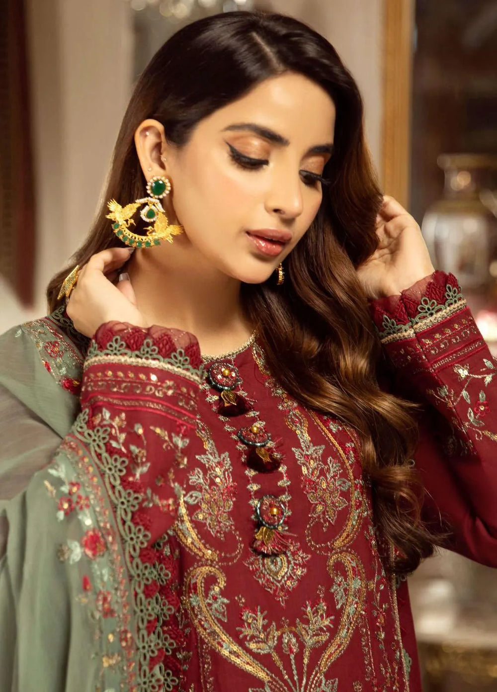 Aira By Asim Jofa Embroidered Cambric Unstitched Suit 3 Piece AJ23A AJAI-06 - Eid Collection