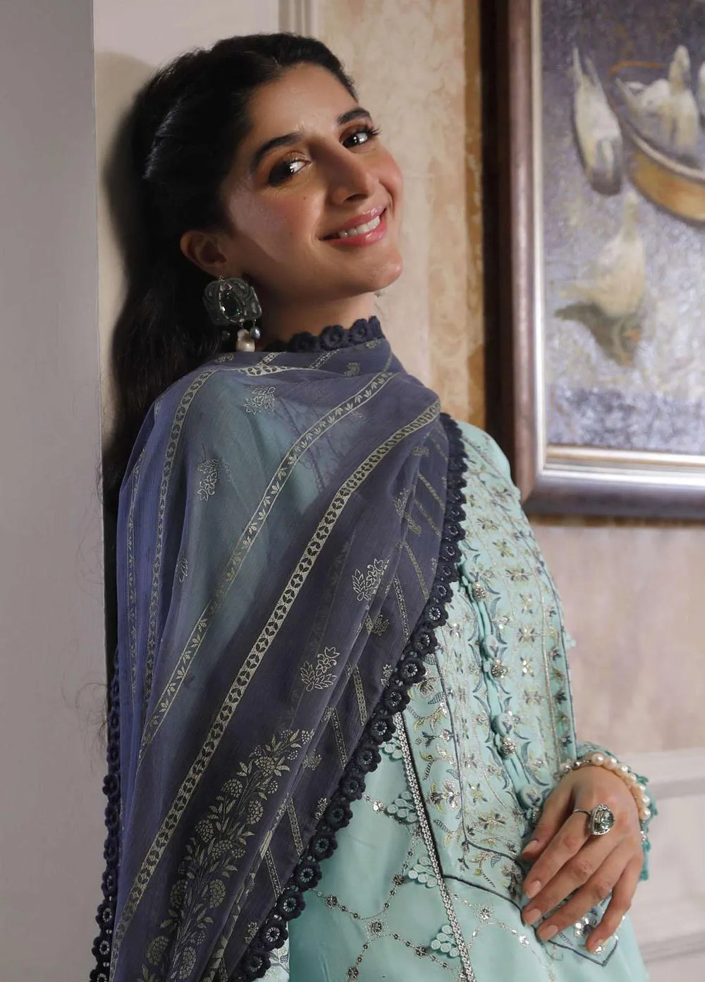 Aira By Asim Jofa Embroidered Cambric Unstitched Suit 3 Piece AJ23A AJAI-18 - Eid Collection