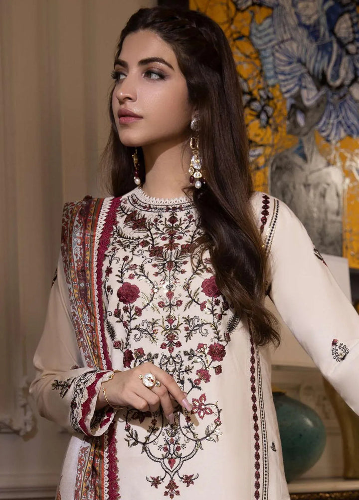 Aira By Asim Jofa Embroidered Cambric Unstitched Suit 3 Piece AJ23A AJAI-25 - Eid Collection