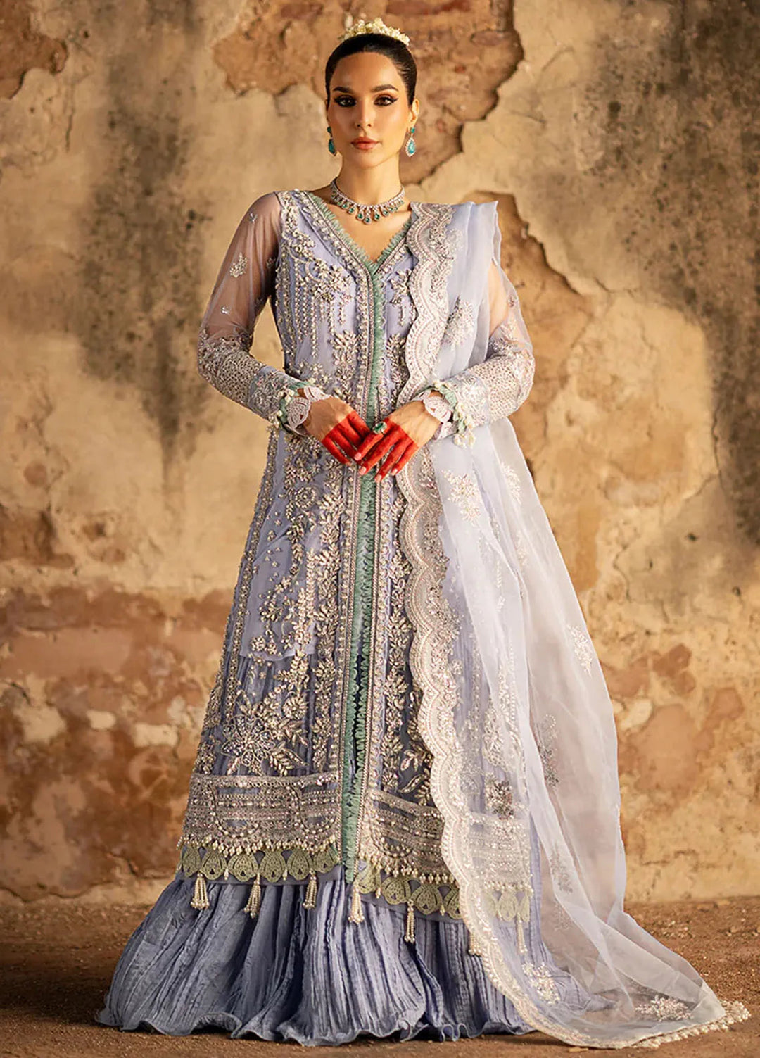 AJR Couture Embroidered Net Suit Unstitched 3 Piece AJR24LF AFF-03 Majesty - Luxury Collection