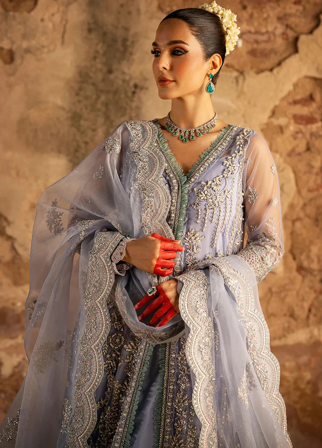 AJR Couture Embroidered Net Suit Unstitched 3 Piece AJR24LF AFF-03 Majesty - Luxury Collection