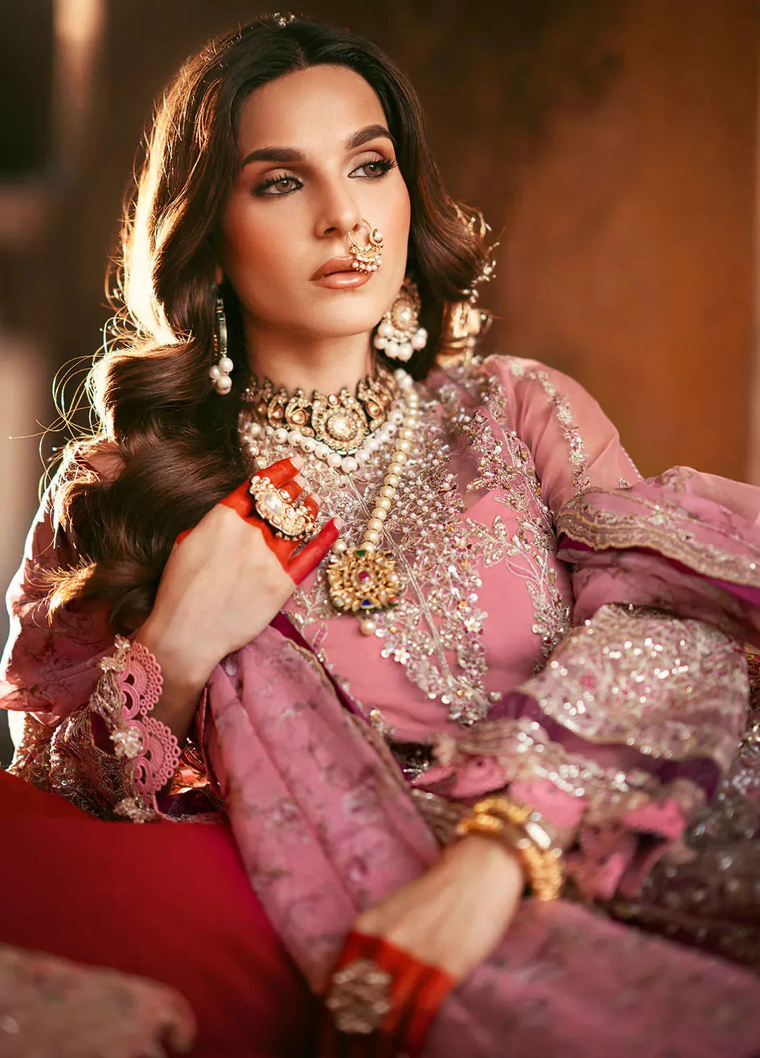 AJR Couture Embroidered Organza Suit Unstitched 3 Piece AJR24LF AFF-02 Fez - Luxury Collection