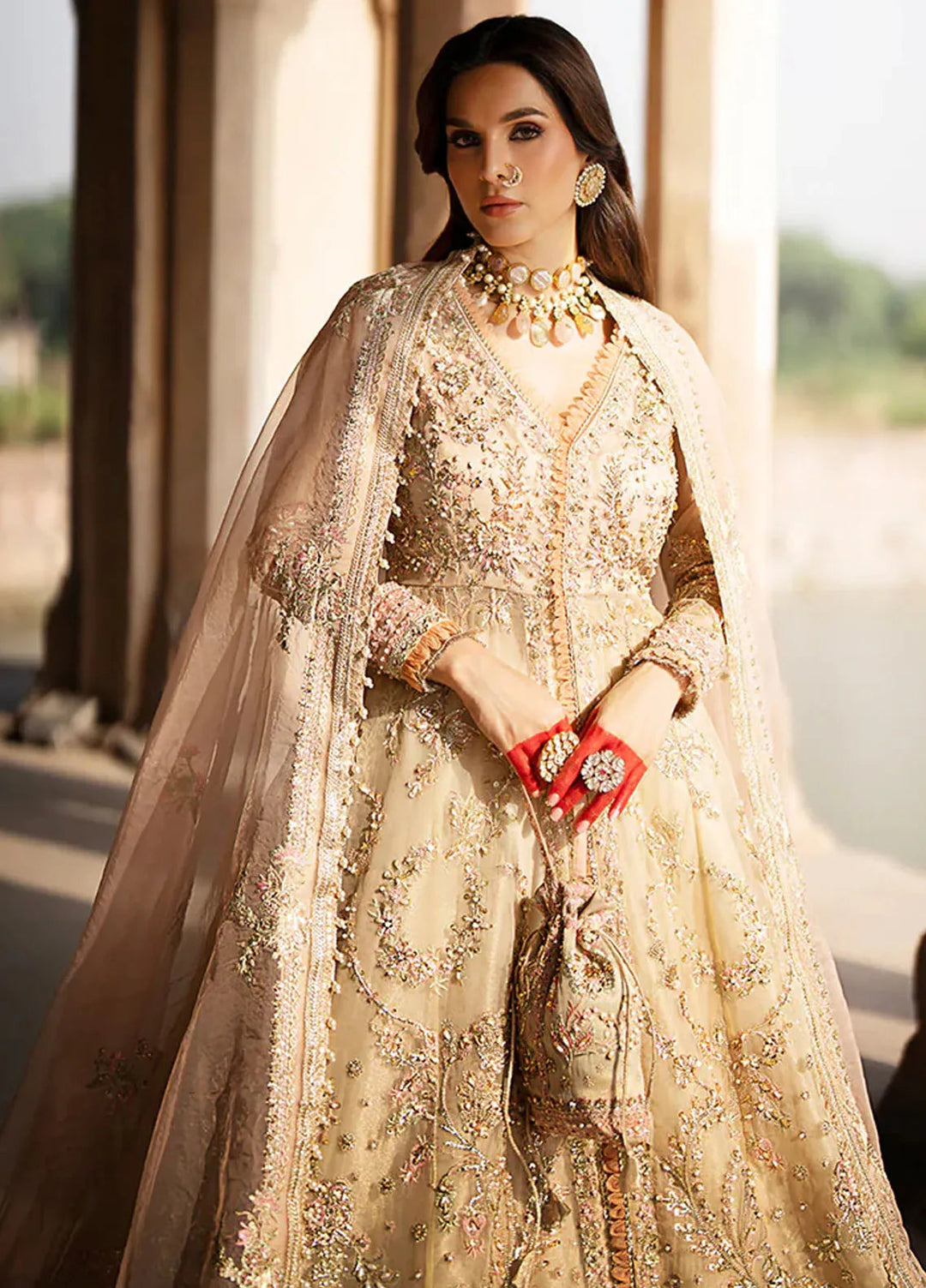 AJR Couture Embroidered Organza Suit Unstitched 3 Piece AJR24LF AFF-05 Dusk - Luxury Collection