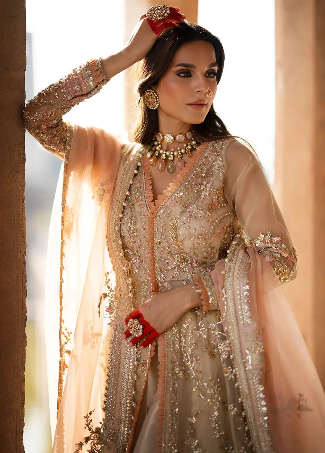 AJR Couture Embroidered Organza Suit Unstitched 3 Piece AJR24LF AFF-05 Dusk - Luxury Collection