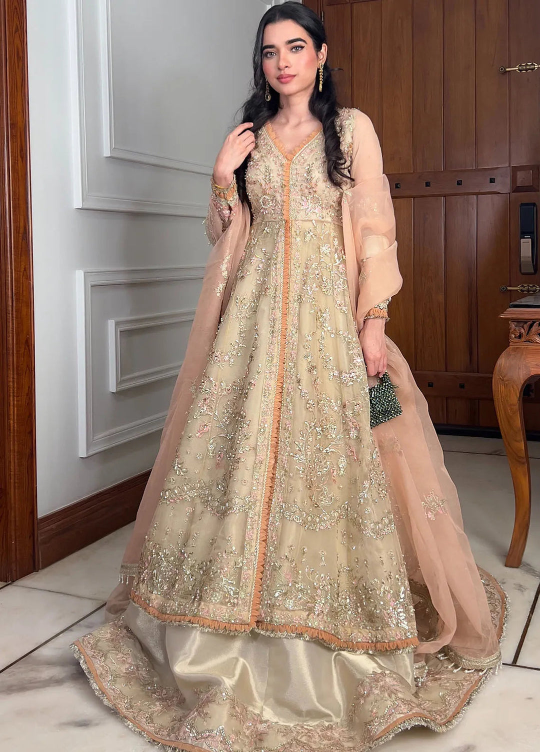 AJR Couture Embroidered Organza Suit Unstitched 3 Piece AJR24LF AFF-05 Dusk - Luxury Collection
