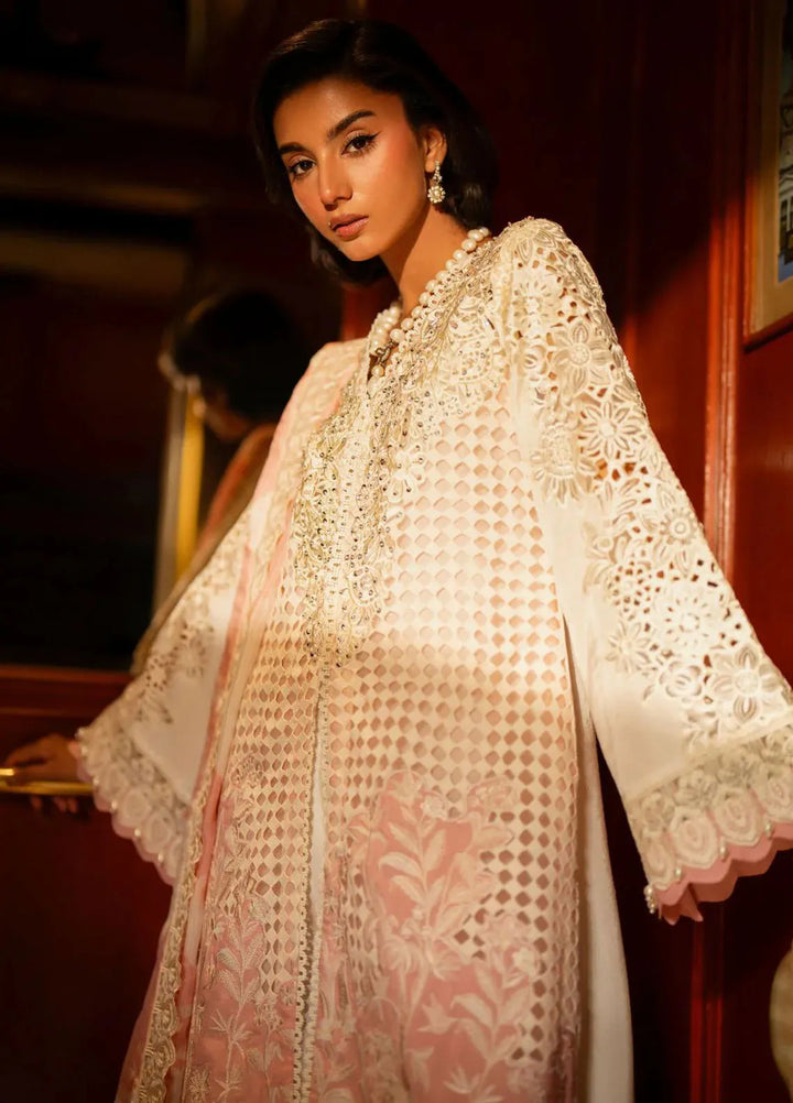 AJR Couture Pret Embroidered 3 Piece Suit Ivoor