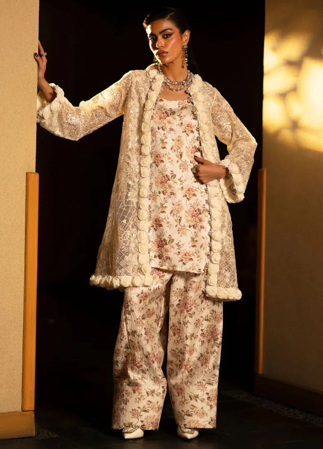 AJR Couture Pret Embroidered 3 Piece Suit Moonstone