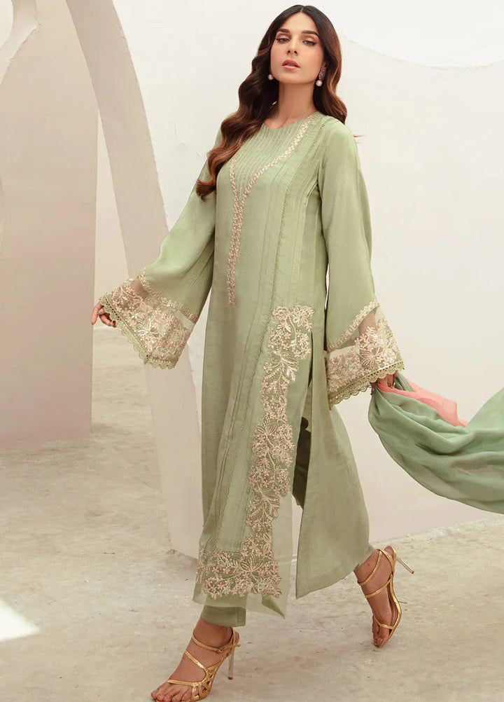 Ajr Couture Pret Embroidered Raw Silk 3 Piece Suit Elisa
