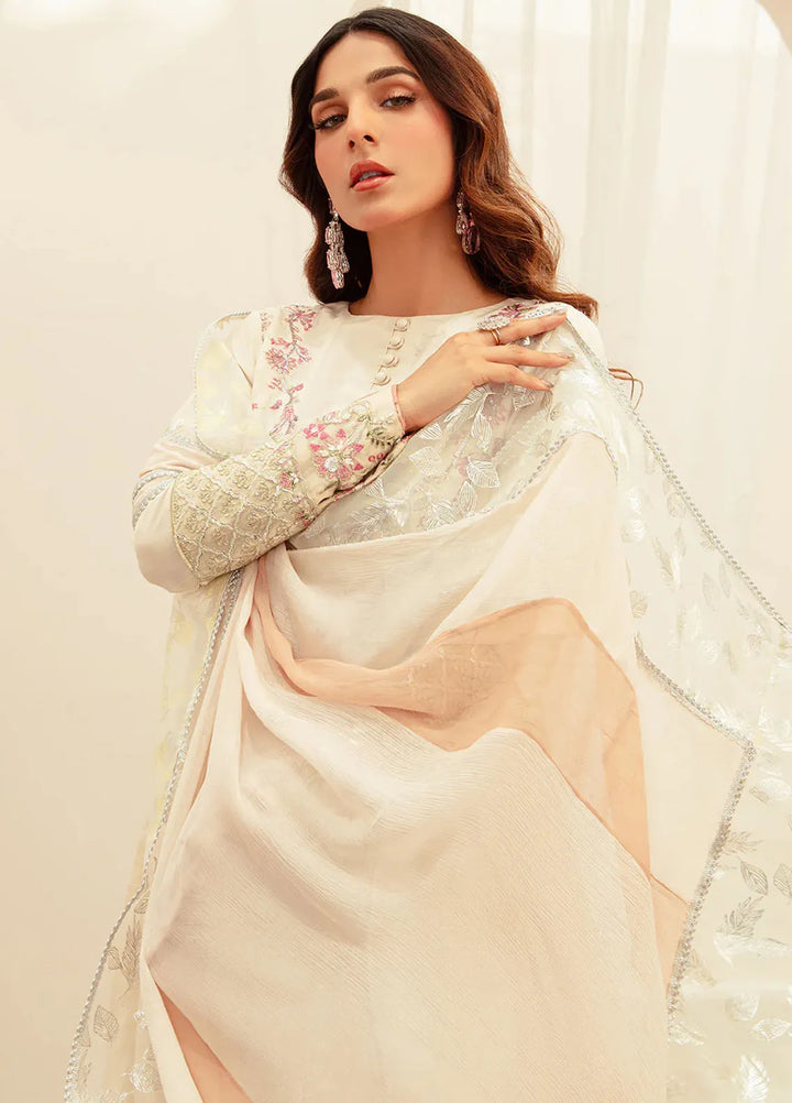 Ajr Couture Pret Embroidered Raw Silk 3 Piece Suit Fawn