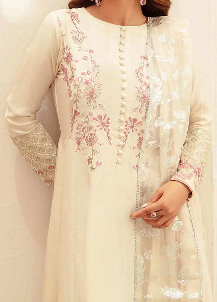 Ajr Couture Pret Embroidered Raw Silk 3 Piece Suit Fawn