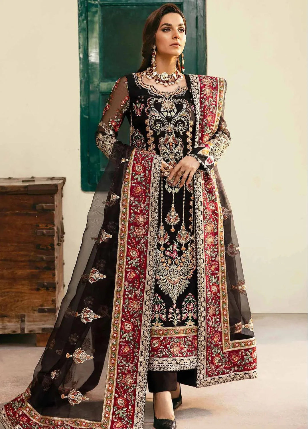 Akbar Aslam Pret Embroidered Organza 4 Piece Suit Amari