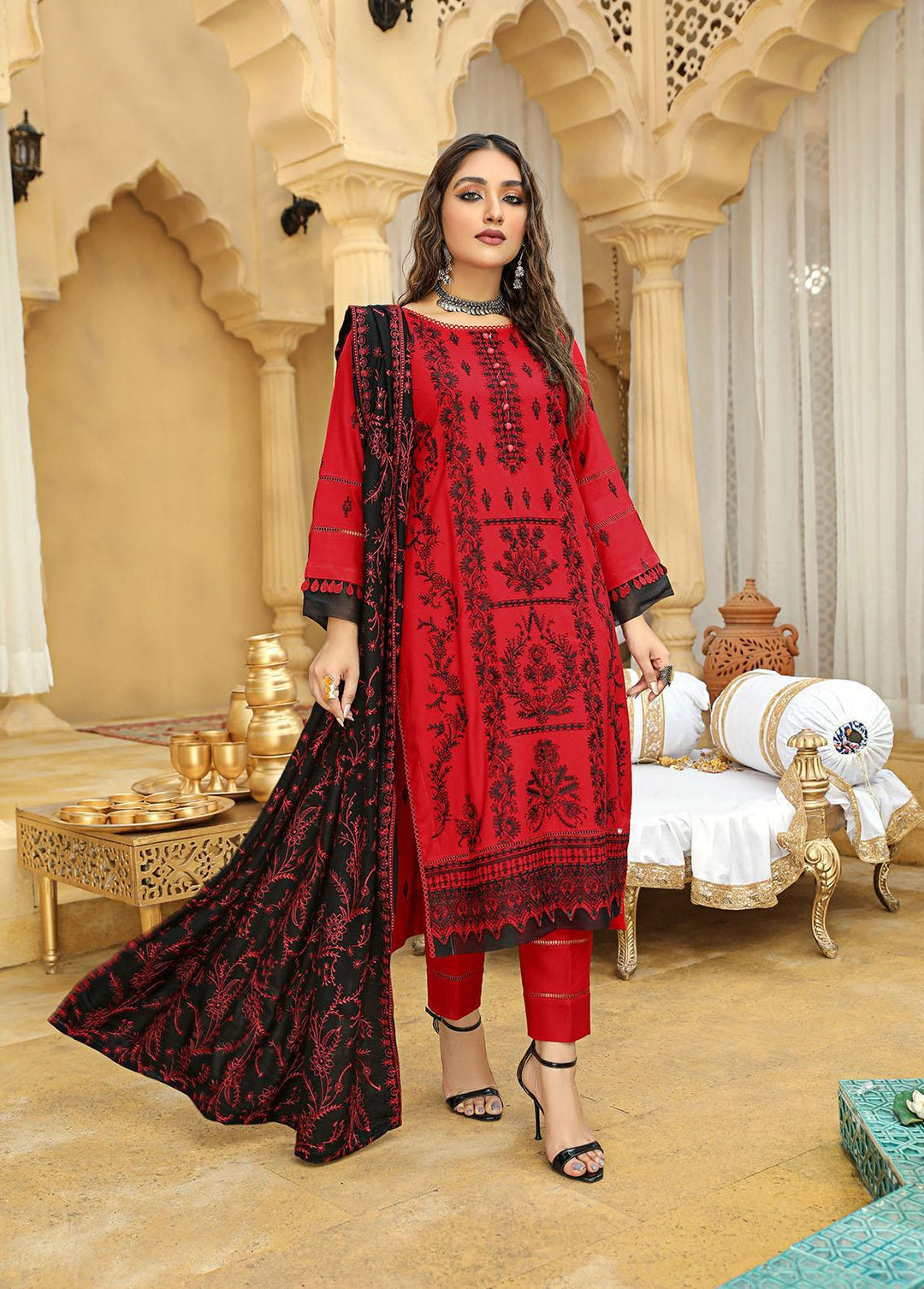 Humdum Winter Aks by Humdum Embroidered Woolen Suits Unstitched 3 Piece HD22A D-05 ...