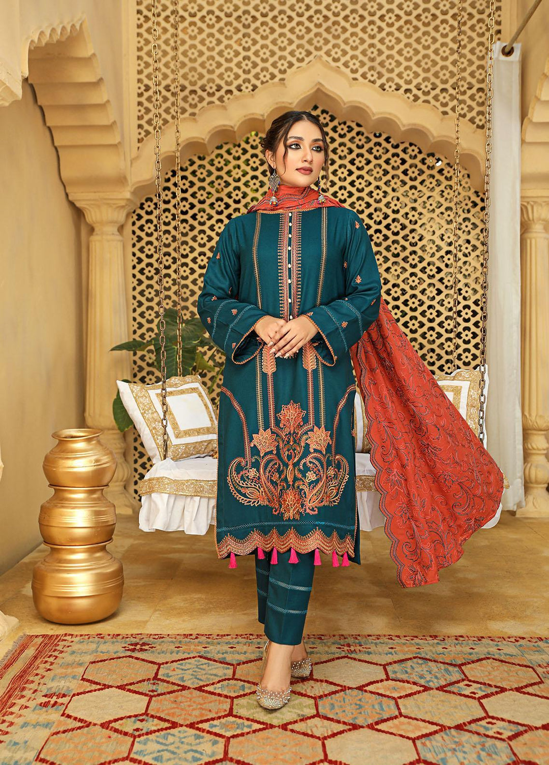Humdum Winter Aks by Humdum Embroidered Woolen Suits Unstitched 3 Piece HD22A D-10 ...
