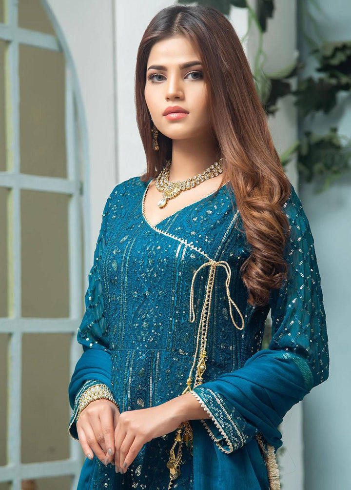 Al Harir Apparel Pret Eastern Chiffon 4 Piece Suit Gulnaz Navy Blue