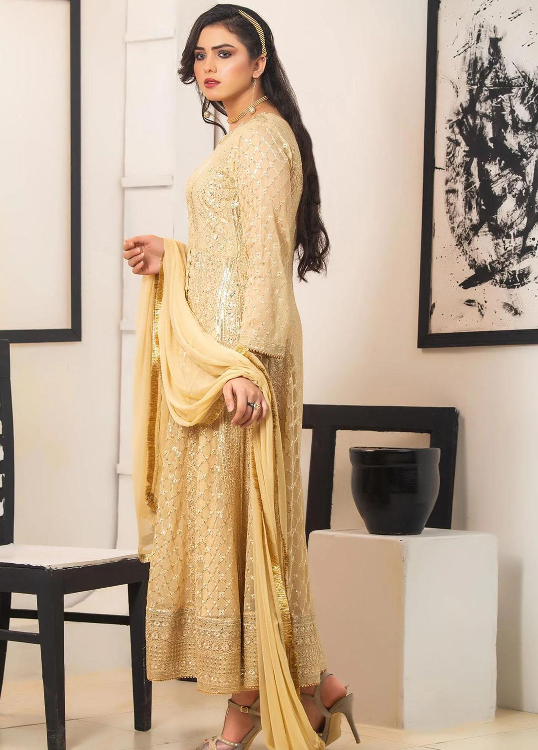 Al Harir Apparel Pret Eastern Chiffon 4 Piece Suit Gulzar Skin