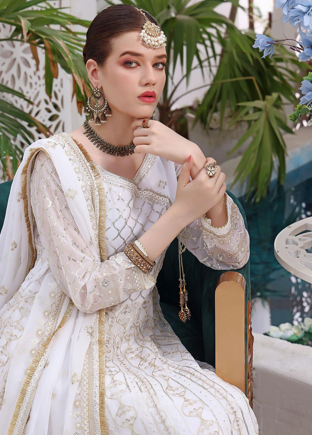 Al Harir Apparel Pret Eastern Chiffon 4 Piece Suit Nashwa White