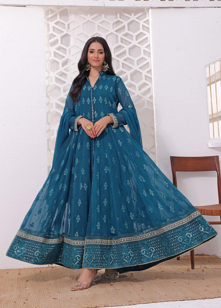 Al Harir Apparel Pret Eastern Chiffon 3 Piece Suit Ruby Peacock