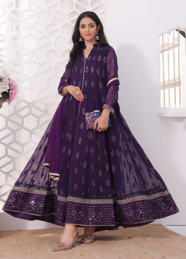 Al Harir Apparel Pret Eastern Chiffon 3 Piece Suit Ruby Purple