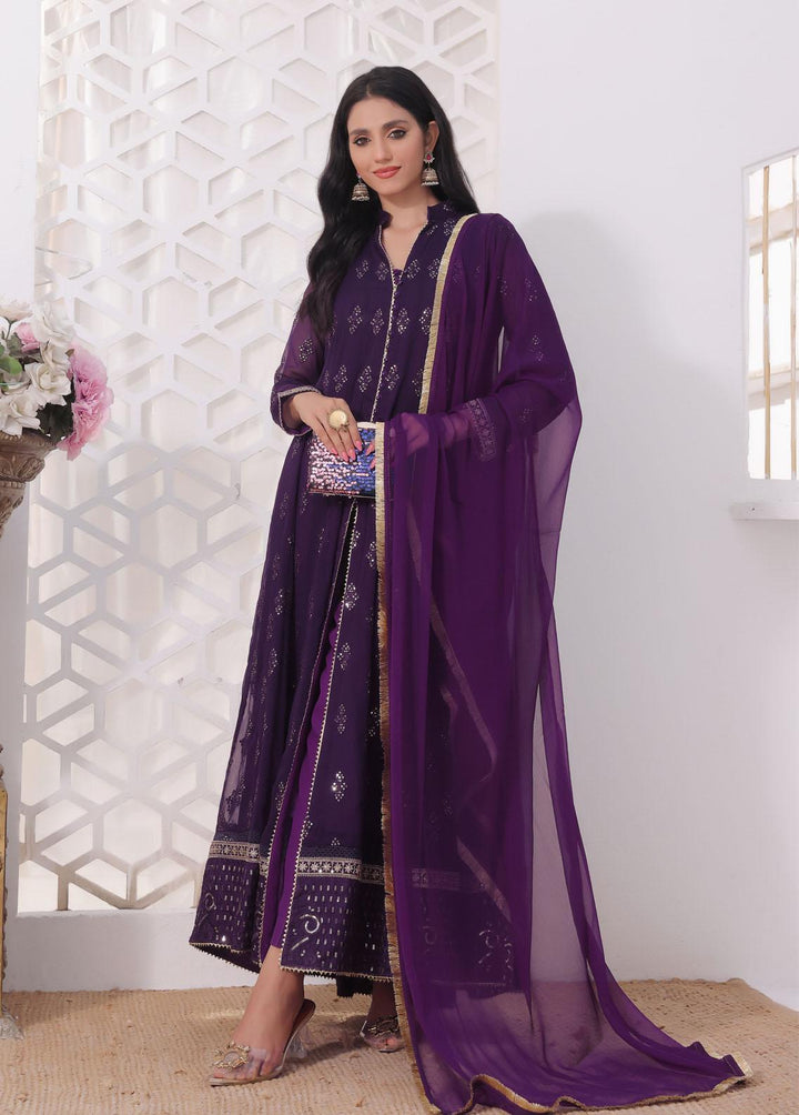 Al Harir Apparel Pret Eastern Chiffon 3 Piece Suit Ruby Purple