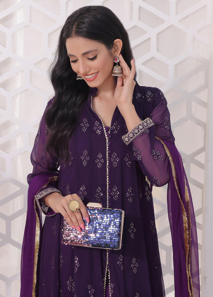 Al Harir Apparel Pret Eastern Chiffon 3 Piece Suit Ruby Purple