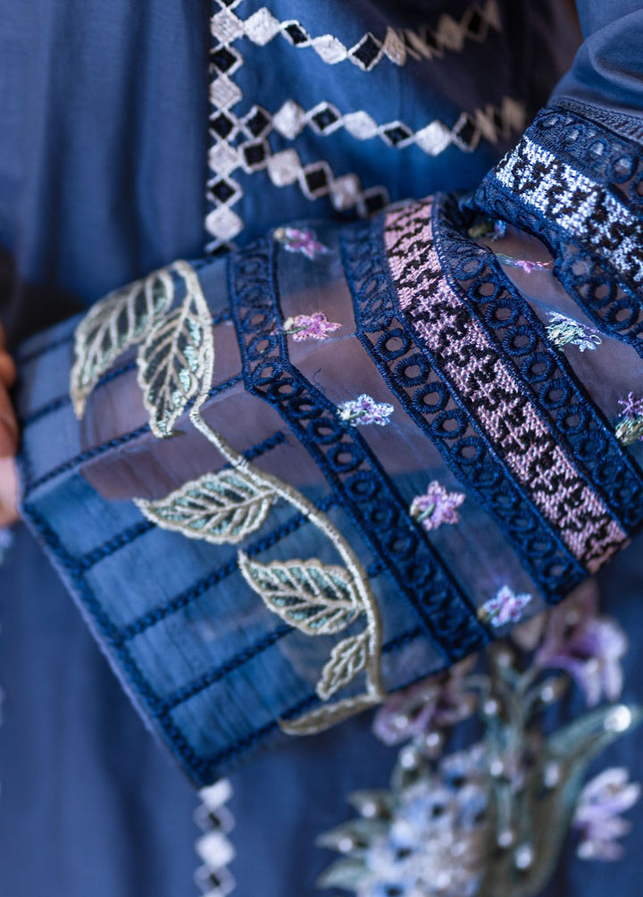 Al Harir Apparel Pret Embroidered Lawn 3 Piece Suit Manzar Navy Blue