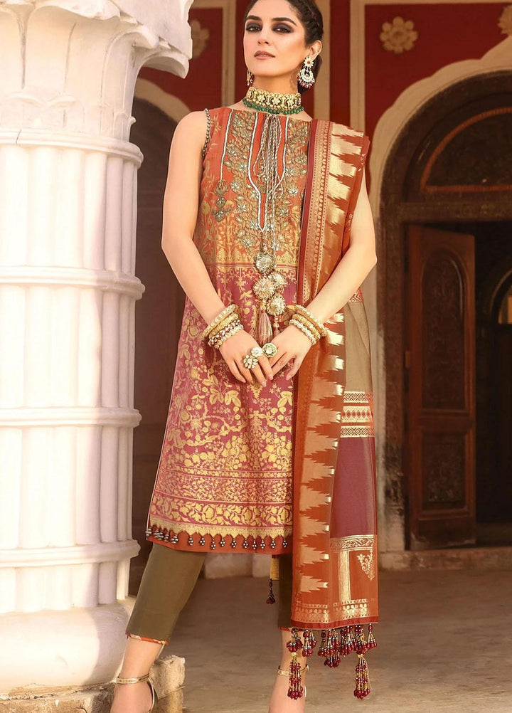 Al Karam Embroidered Broshia Suits Unstitched 3 Piece AK21F FC-09C-21 - Festive Collection