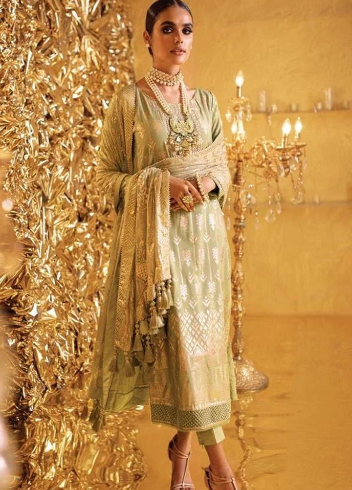 Al Karam Embroidered Cotton Silk  Suits Unstitched 3 Piece AK22FW FC-W-22I-22-3-Pastel Green - Festive Collection