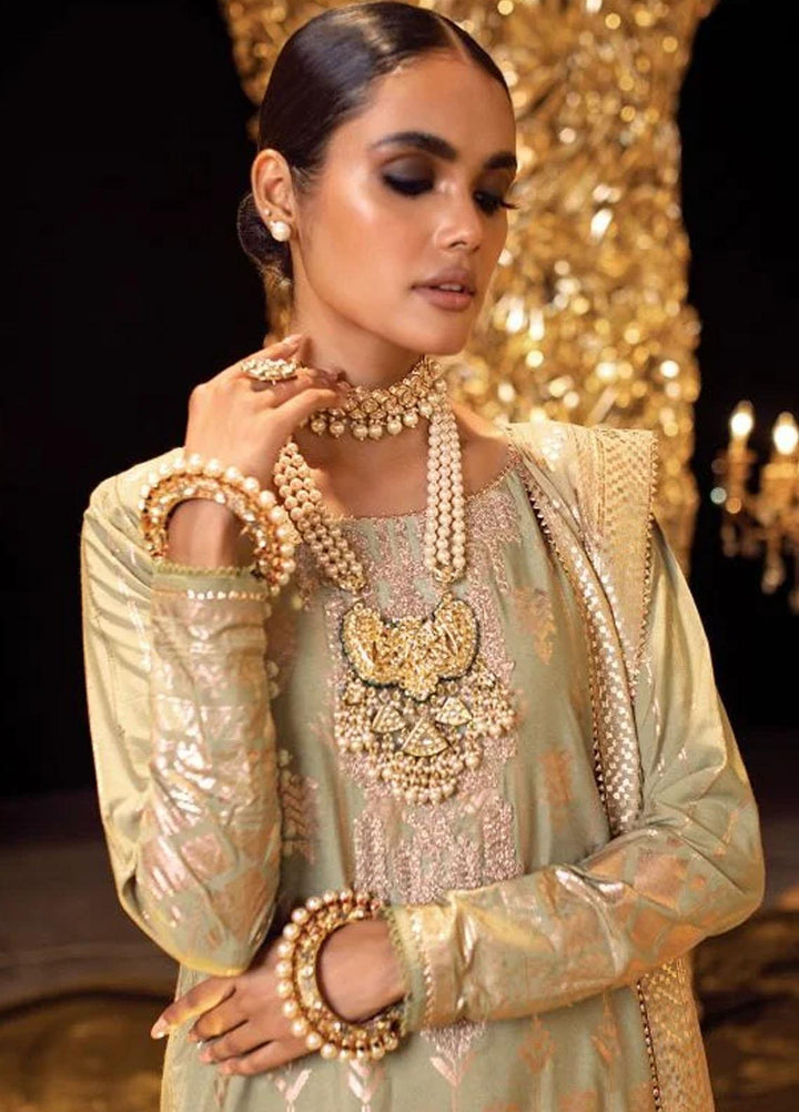 Al Karam Embroidered Cotton Silk  Suits Unstitched 3 Piece AK22FW FC-W-22I-22-3-Pastel Green - Festive Collection