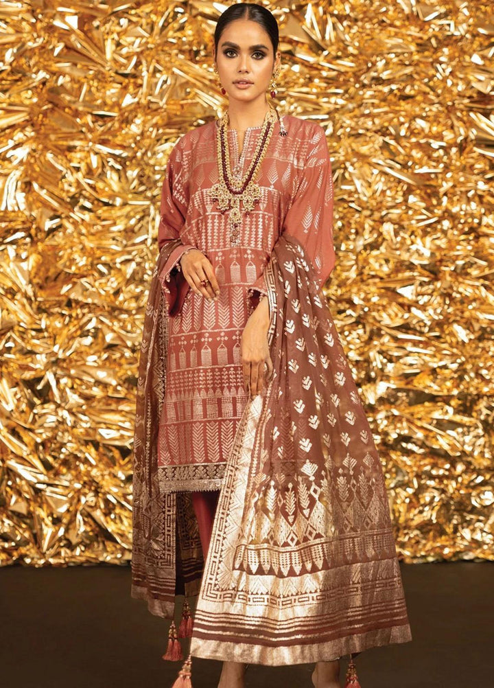 Al Karam Embroidered Cotton Silk  Suits Unstitched 3 Piece AK22FW FC-W-23I-22-3-Kashmiri Dark Pink - Festive Collection