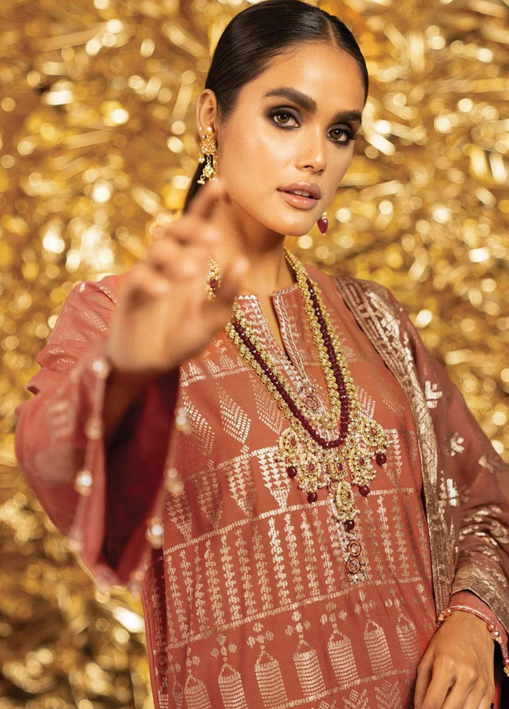 Al Karam Embroidered Cotton Silk  Suits Unstitched 3 Piece AK22FW FC-W-23I-22-3-Kashmiri Dark Pink - Festive Collection