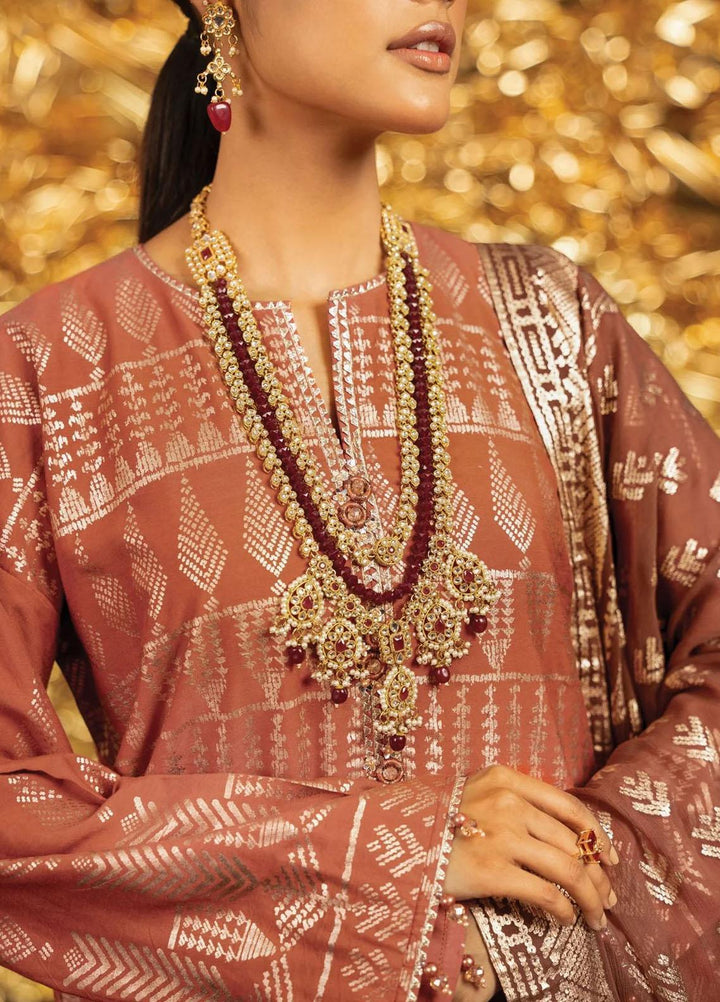 Al Karam Embroidered Cotton Silk  Suits Unstitched 3 Piece AK22FW FC-W-23I-22-3-Kashmiri Dark Pink - Festive Collection