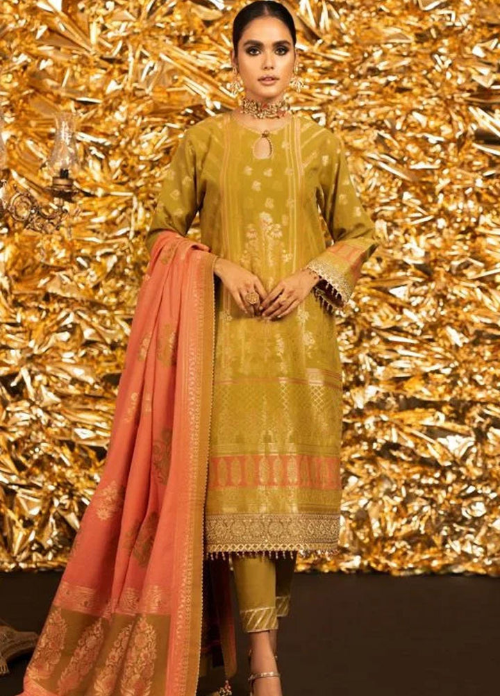 Al Karam Embroidered Jacquard  Suits Unstitched 3 Piece AK22FW FC-W-6B-22-3-Coral - Festive Collection