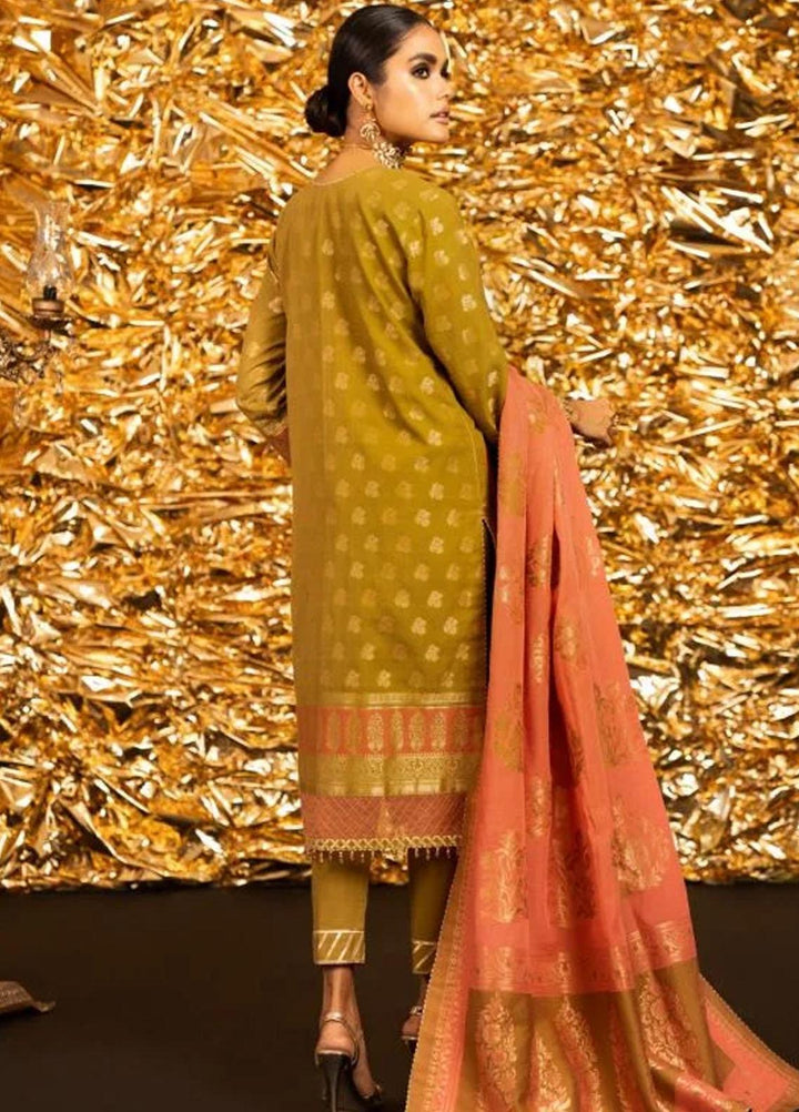 Al Karam Embroidered Jacquard  Suits Unstitched 3 Piece AK22FW FC-W-6B-22-3-Coral - Festive Collection